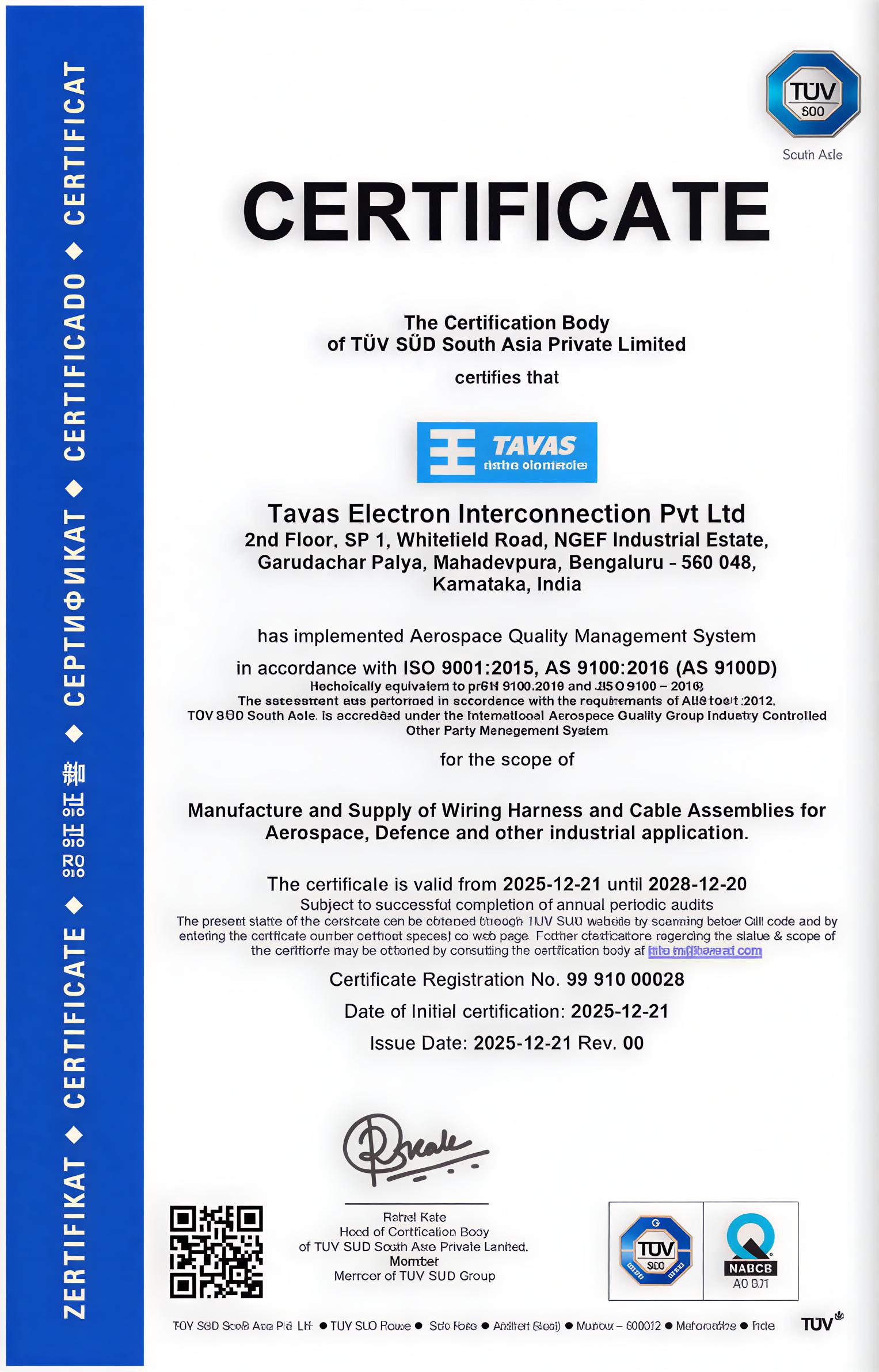 TAVAS Quality Certification